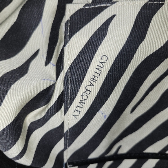 Cynthia Rowley Black Ostrich Embossed Leather Gold Chain Accent Tote - Picture 8 of 8